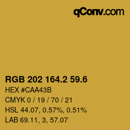 カラーコード: RGB 202 164.2 59.6 | qconv.com