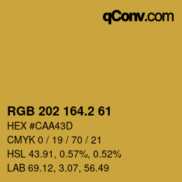 カラーコード: RGB 202 164.2 61 | qconv.com