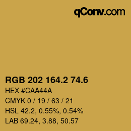 カラーコード: RGB 202 164.2 74.6 | qconv.com