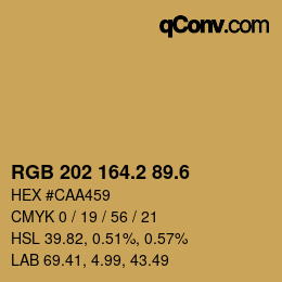 カラーコード: RGB 202 164.2 89.6 | qconv.com