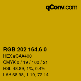 カラーコード: RGB 202 164.6 0 | qconv.com