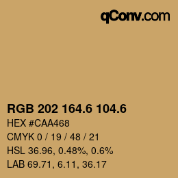 カラーコード: RGB 202 164.6 104.6 | qconv.com