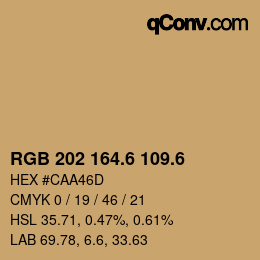 カラーコード: RGB 202 164.6 109.6 | qconv.com