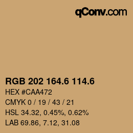 カラーコード: RGB 202 164.6 114.6 | qconv.com