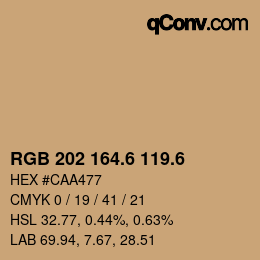 カラーコード: RGB 202 164.6 119.6 | qconv.com