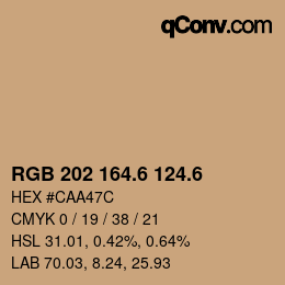 カラーコード: RGB 202 164.6 124.6 | qconv.com