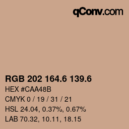 カラーコード: RGB 202 164.6 139.6 | qconv.com