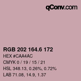 カラーコード: RGB 202 164.6 172 | qconv.com
