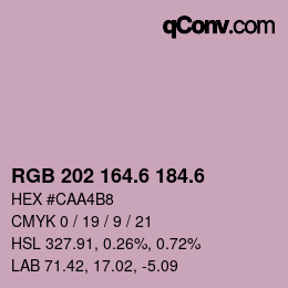 カラーコード: RGB 202 164.6 184.6 | qconv.com