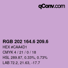 カラーコード: RGB 202 164.6 209.6 | qconv.com
