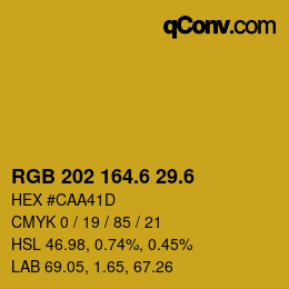 カラーコード: RGB 202 164.6 29.6 | qconv.com