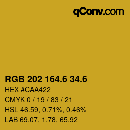 カラーコード: RGB 202 164.6 34.6 | qconv.com