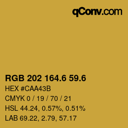カラーコード: RGB 202 164.6 59.6 | qconv.com