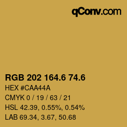 カラーコード: RGB 202 164.6 74.6 | qconv.com