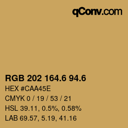 カラーコード: RGB 202 164.6 94.6 | qconv.com