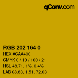 颜色代码: RGB 202 164 0 | qconv.com