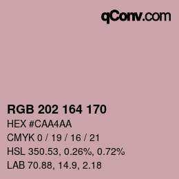 カラーコード: RGB 202 164 170 | qconv.com