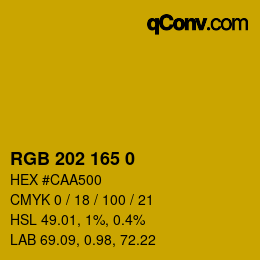 颜色代码: RGB 202 165 0 | qconv.com