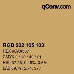 カラーコード: RGB 202 165 103 | qconv.com