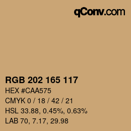カラーコード: RGB 202 165 117 | qconv.com