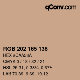 カラーコード: RGB 202 165 138 | qconv.com