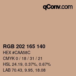颜色代码: RGB 202 165 140 | qconv.com