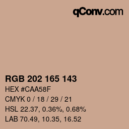 カラーコード: RGB 202 165 143 | qconv.com