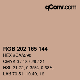 Color code: RGB 202 165 144 | qconv.com