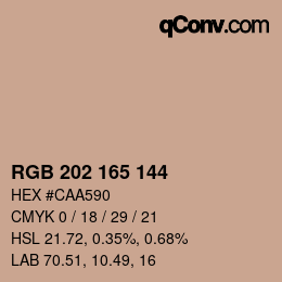カラーコード: RGB 202 165 144 | qconv.com