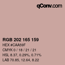 カラーコード: RGB 202 165 159 | qconv.com