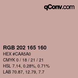 カラーコード: RGB 202 165 160 | qconv.com