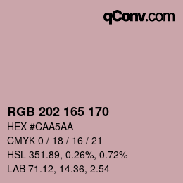 カラーコード: RGB 202 165 170 | qconv.com