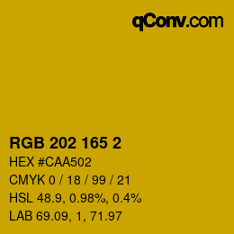 颜色代码: RGB 202 165 2 | qconv.com
