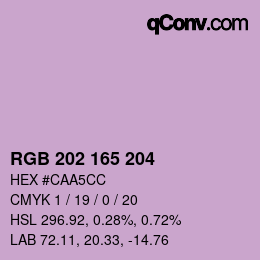 カラーコード: RGB 202 165 204 | qconv.com