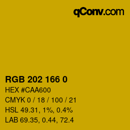 Color code: RGB 202 166 0 | qconv.com