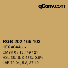 カラーコード: RGB 202 166 103 | qconv.com