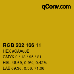 カラーコード: RGB 202 166 11 | qconv.com