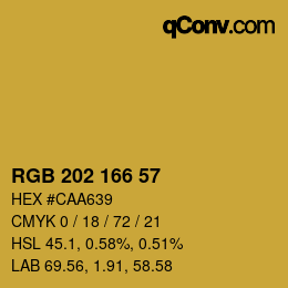 Color code: RGB 202 166 57 | qconv.com