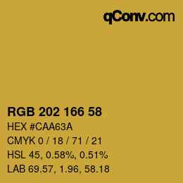 Color code: RGB 202 166 58 | qconv.com