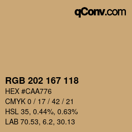 カラーコード: RGB 202 167 118 | qconv.com