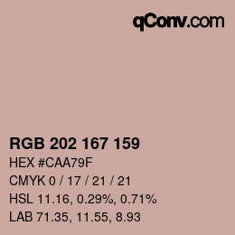 カラーコード: RGB 202 167 159 | qconv.com