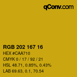 カラーコード: RGB 202 167 16 | qconv.com