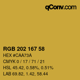 カラーコード: RGB 202 167 58 | qconv.com