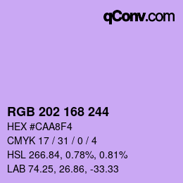 Color code: RGB 202 168 244 | qconv.com