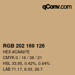 カラーコード: RGB 202 169 126 | qconv.com