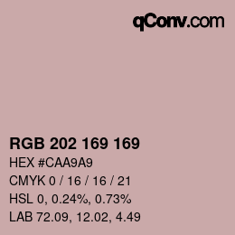 カラーコード: RGB 202 169 169 | qconv.com
