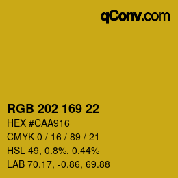 颜色代码: RGB 202 169 22 | qconv.com