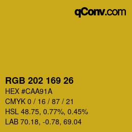 Color code: RGB 202 169 26 | qconv.com