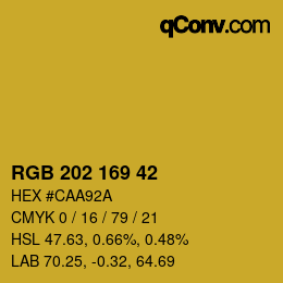 カラーコード: RGB 202 169 42 | qconv.com
