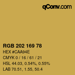 Color code: RGB 202 169 78 | qconv.com